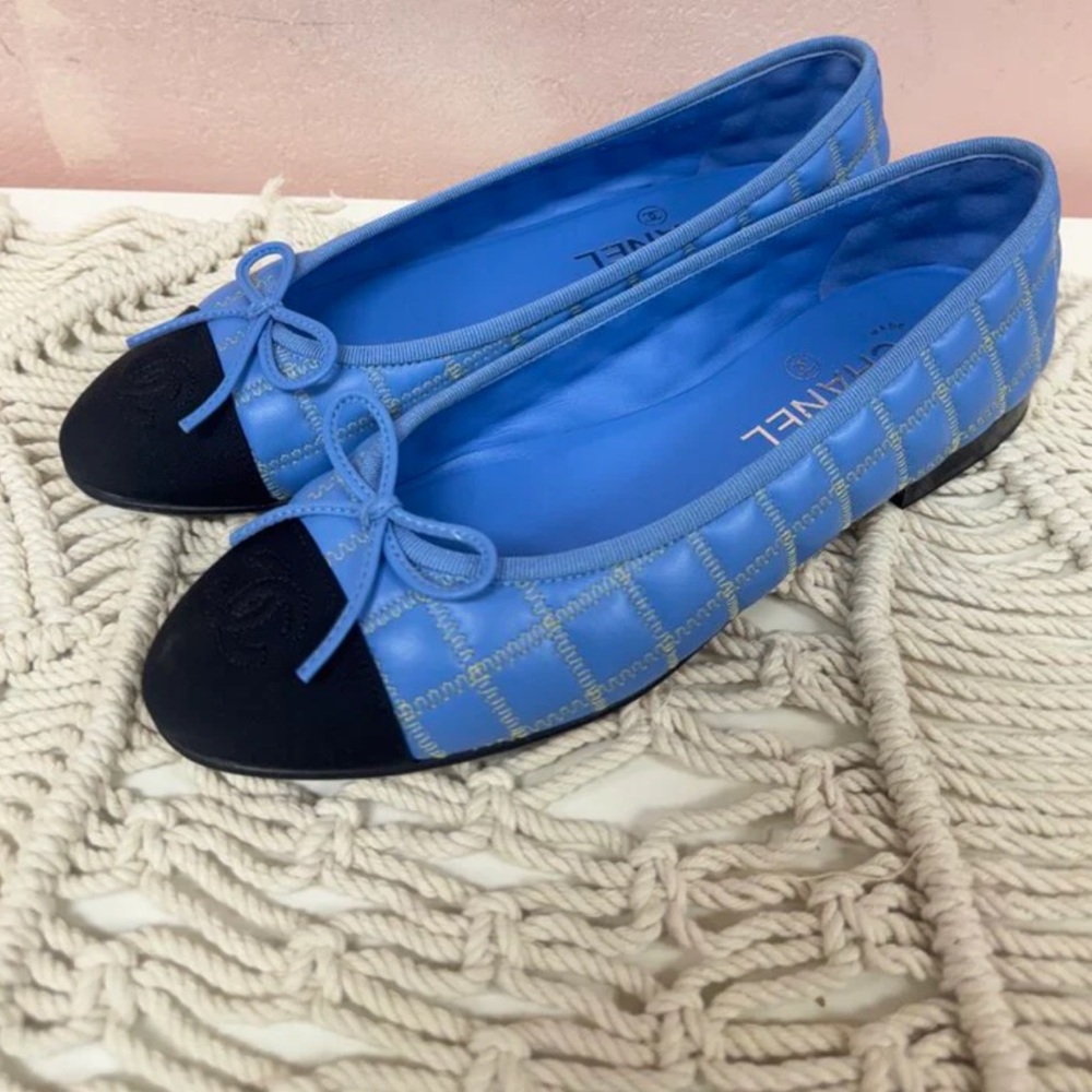 Chanel Blue quilted ballet flat